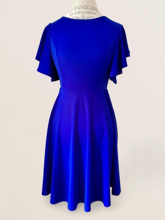 Dresses & Skirts - Women's Flutter Sleeve Fit-and-Flare Dress in Royal Blue